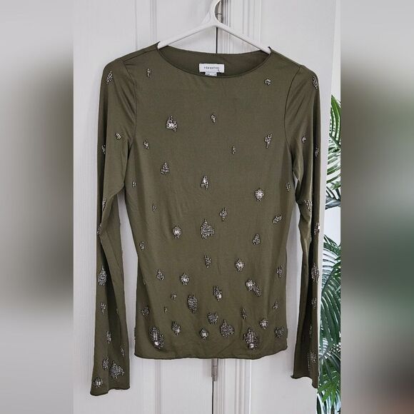 H&m Edition Olive Embellished Blouse - Picture 1 of 5